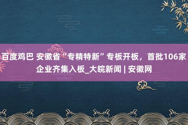 百度鸡巴 安徽省“专精特新”专板开板，首批106家企业齐集入板_大皖新闻 | 安徽网