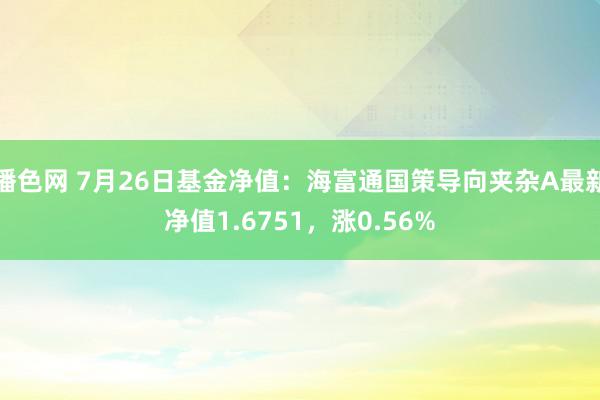 播色网 7月26日基金净值：海富通国策导向夹杂A最新净值1.6751，涨0.56%