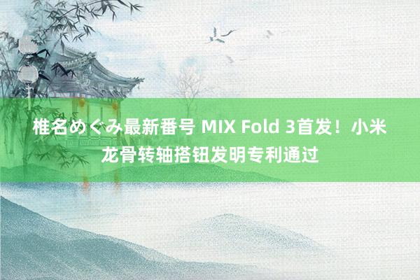 椎名めぐみ最新番号 MIX Fold 3首发！小米龙骨转轴搭钮发明专利通过