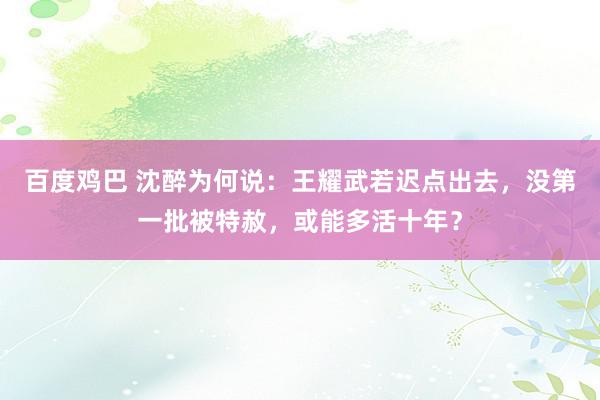 百度鸡巴 沈醉为何说：王耀武若迟点出去，没第一批被特赦，或能多活十年？