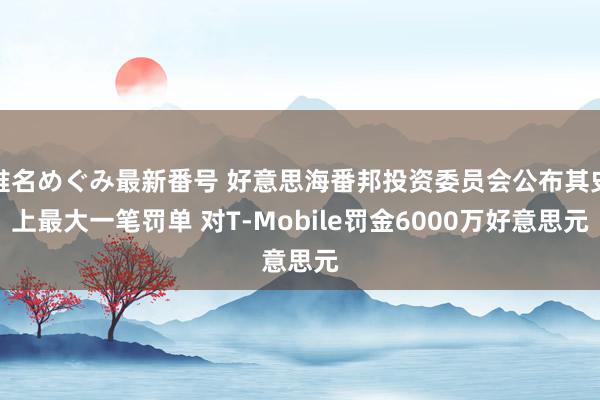 椎名めぐみ最新番号 好意思海番邦投资委员会公布其史上最大一笔罚单 对T-Mobile罚金6000万好意思元